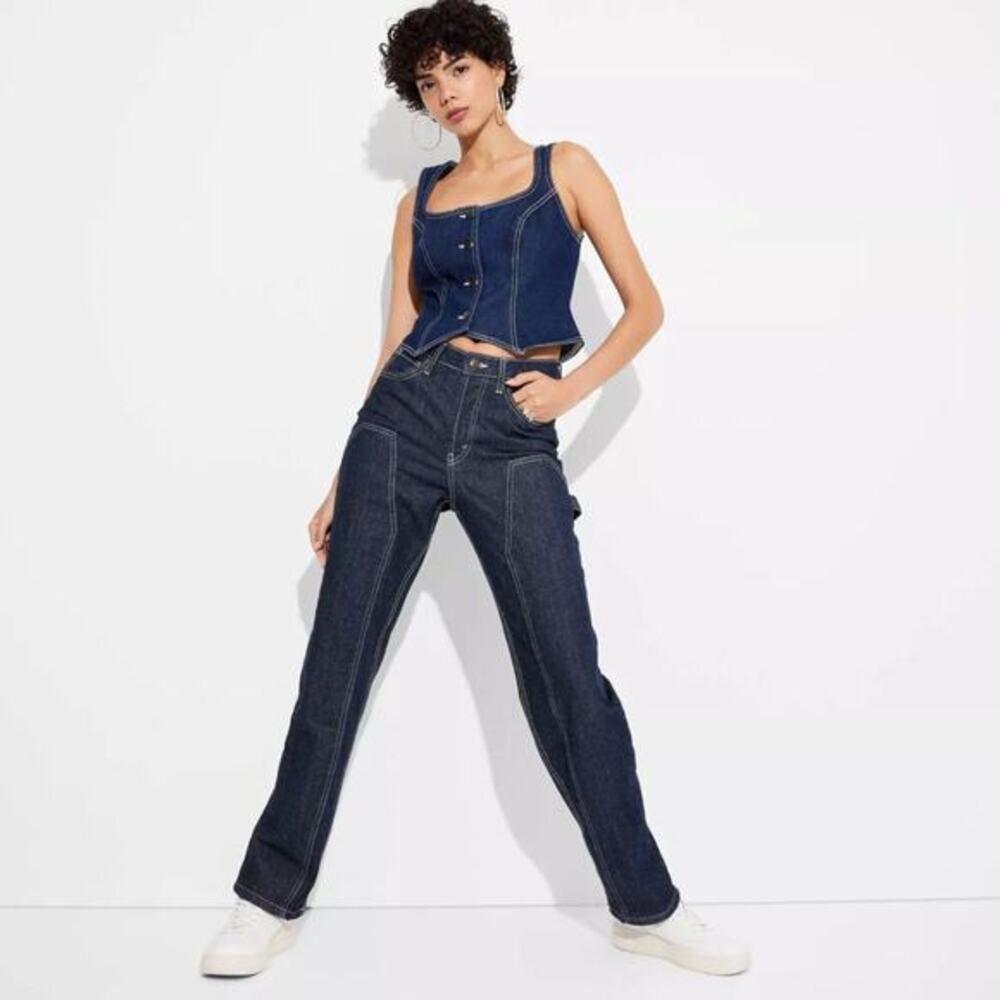 Wild Fable Women's High Rise EasyRigid Straight Jeans Ultra Dark Wash Size‎ 0